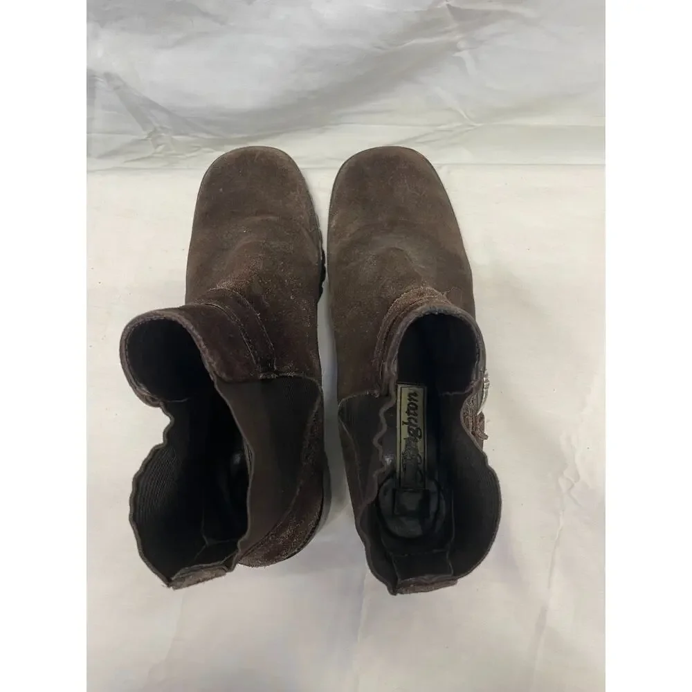Brighton Women's Ankle Boots Size 7M Brown Suede Silver-Tone Buckles Pre-owned